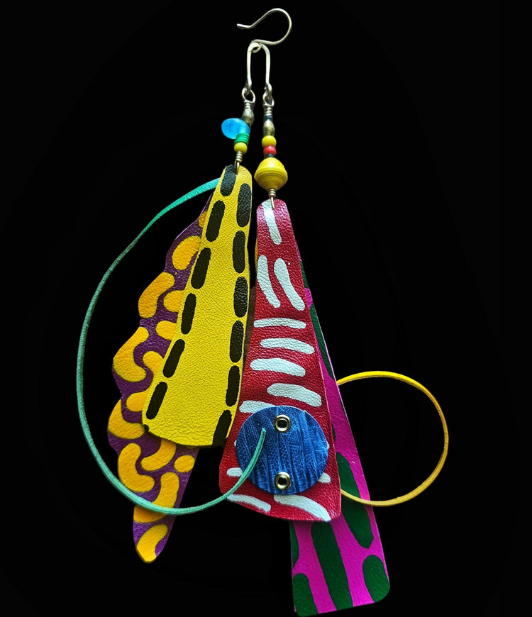Leather Feather Earrings